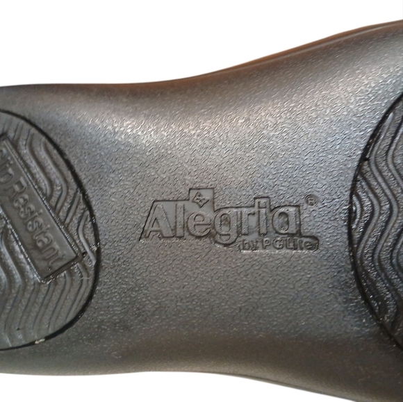 Alegria Black Leather Loafer Silver Buckle and Rounded Toe Flats Size 11 - Picture 11 of 14